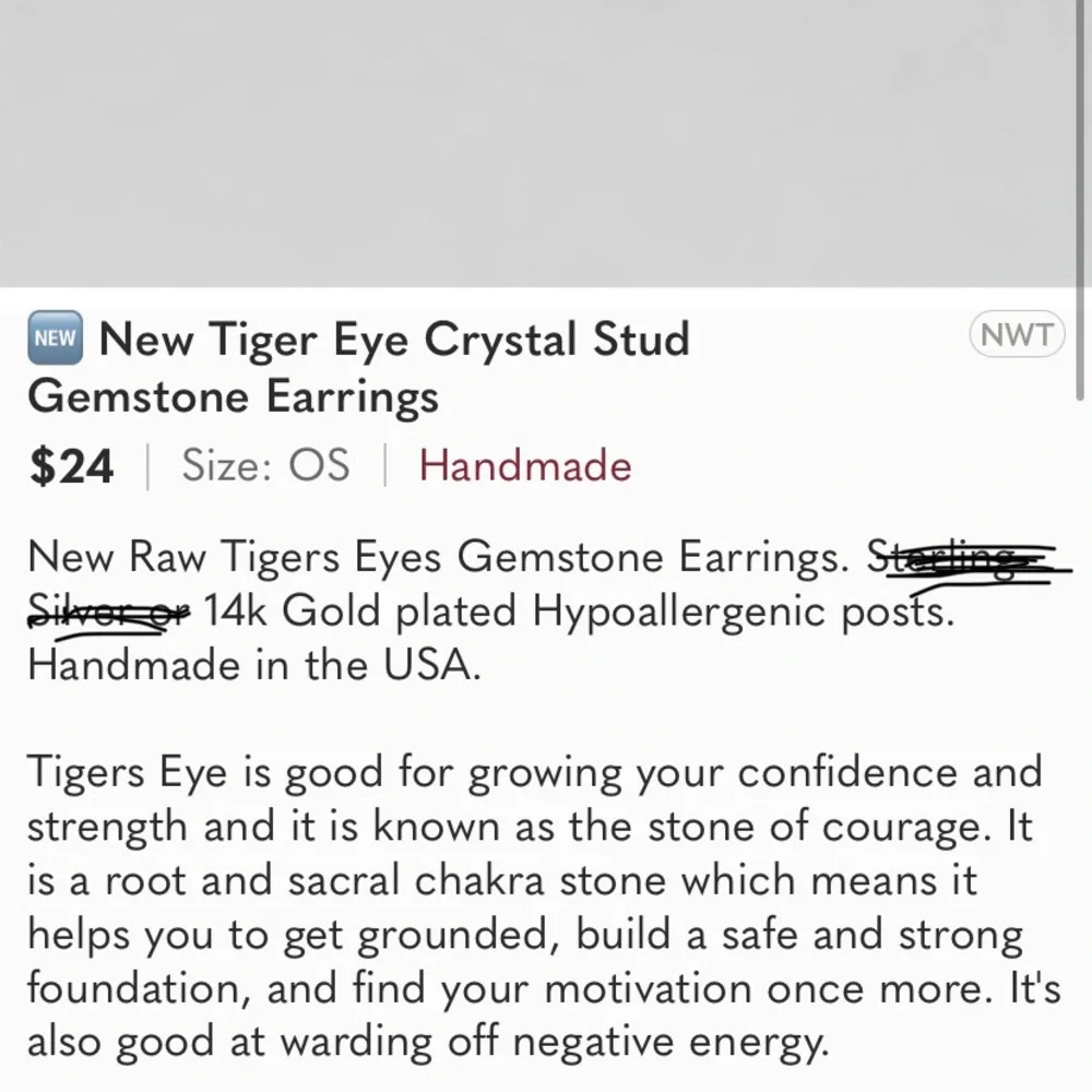 🆕 New Tiger Eye Crystal Stud Gemstone Earrings, gold posts-reposhing